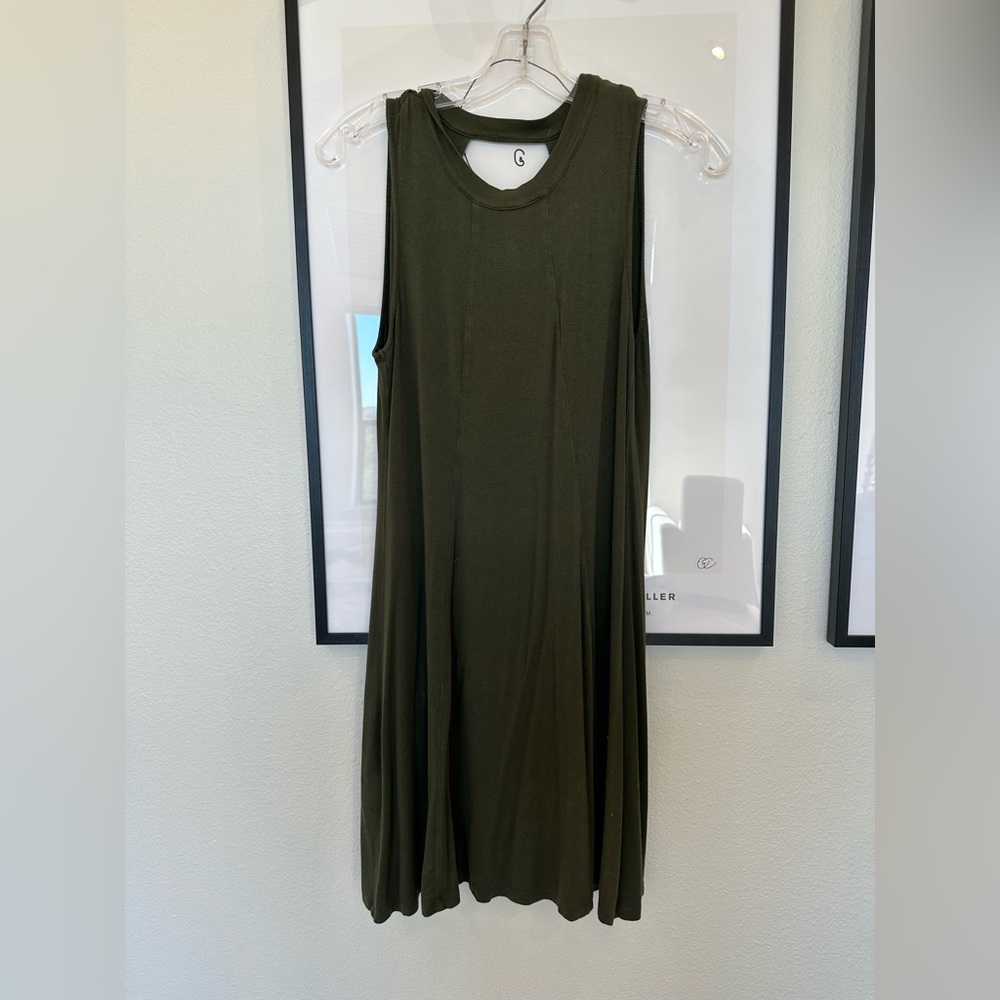 Olive green sleeveless dress with open back size xs